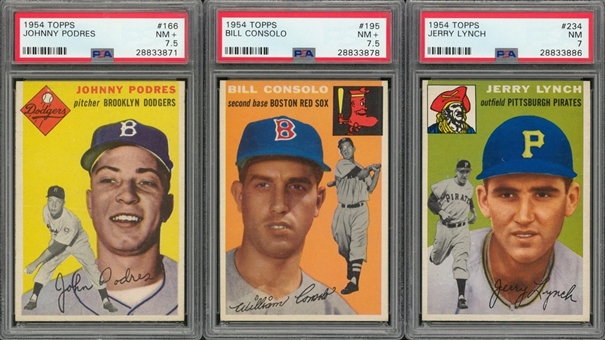 1954 Topps PSA NM 7 and PSA NM+ 7.5 Trio (3 Different) Including Podres